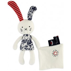 PELUCHE PANTIN ET DOUDOU LAPIN 22CM L'ILE AUX FLEURS - MAÏLOU-LiloJouets-Questembert-Muzillac-Morbihan