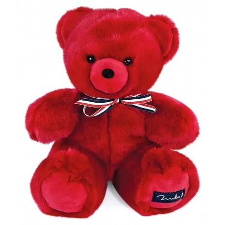 PELUCHE OURS ROUGE MAÏLOU 35CM - Fabrication française-LiloJouets-Questembert-Muzillac-Morbihan