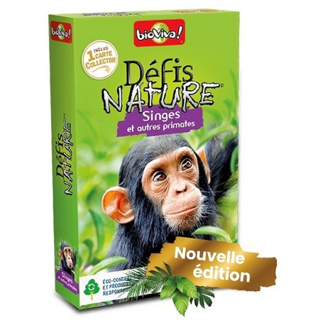 DEFIS NATURE SINGES ET AUTRES PRIMATES - 36 CARTES - BIOVIVA-LiloJouets-Questembert-Muzillac-Morbihan