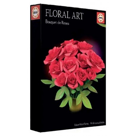 COFFRET FLORAL ART ROSES 40CM A ASSEMBLER - PAPIER CARTON PLASTIQUE - EDUCA-LiloJouets-Questembert-Muzillac-Morbihan