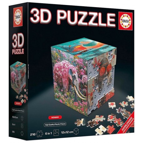 PUZZLE 3D CUBE WONDER WORLDWILD 216 PIECES 12X12X12CM 6 FACES-LiloJouets-Questembert-Muzillac-Morbihan