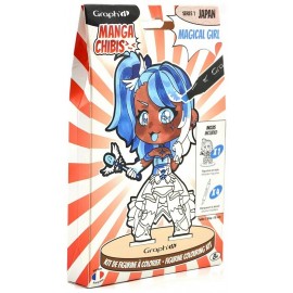 KIT FIGURINE A COLORIER MAGICAL GIRL 15CM BOIS - AVEC 4 MARQUEURS - MANGA CHIBIS-LiloJouets-Questembert-Muzillac-Morbihan