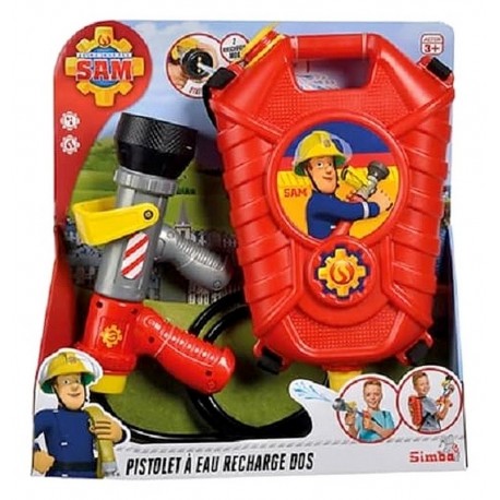 PISTOLET A EAU LANCE INCENDIE RECHARGE SUR DOS SAM LE POMPIER - SMOBY-LiloJouets-Questembert-Muzillac-Morbihan
