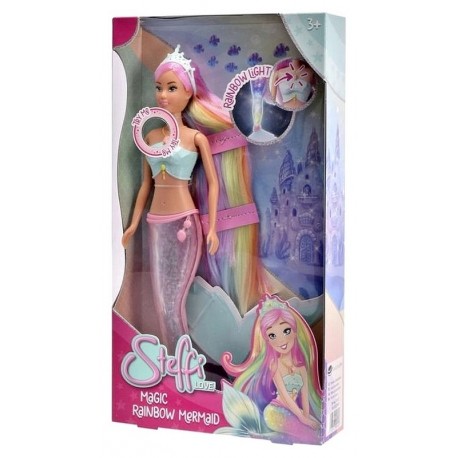 POUPEE STEFFI SIRENE LUMINEUSE 29CM AVEC LONGS CHEVEUX ARC EN CIEL-LiloJouets-Questembert-Muzillac-Morbihan
