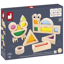 BLOCS TRANSLUCIDES - 12 PIECES BOIS - JANOD-LiloJouets-Questembert-Muzillac-Morbihan