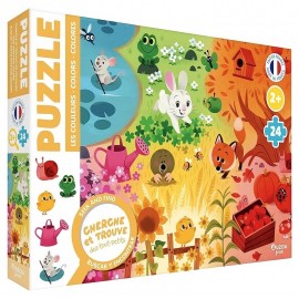 PUZZLE CHERCHE ET TROUVE DES TOUT-PETITS 24 PIECES - LES COULEURS-LiloJouets-Questembert-Muzillac-Morbihan