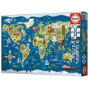 PUZZLE MAPPEMONDE ILLUSTRATION 200 PIECES 40X28CM