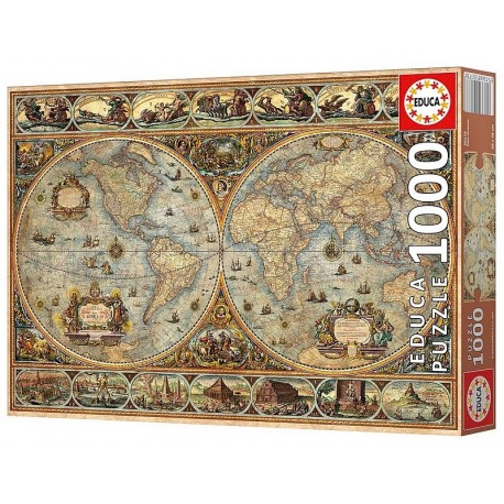 PUZZLE ORBIS TERRARUM CARTE MONDE ANCIENNE 1000 PIECES 68X48CM - EDUCA-LiloJouets-Questembert-Muzillac-Morbihan