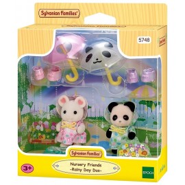 PACK DUO BEBES EN HABITS DE PLUIE 2 FIGURINES ET ACCESSOIRES SYLVANIAN FAMILIES-LiloJouets-Questembert-Muzillac-Morbihan