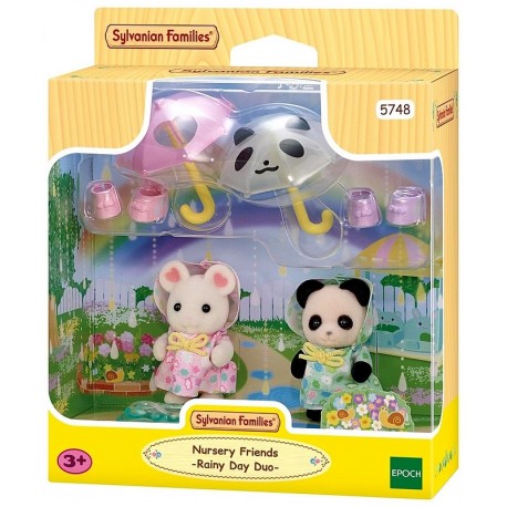 PACK DUO BEBES EN HABITS DE PLUIE 2 FIGURINES ET ACCESSOIRES SYLVANIAN FAMILIES-LiloJouets-Questembert-Muzillac-Morbihan