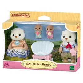 FAMILLE LOUTRE DE MER AVEC POUSSETTE COQUILLAGE - 4 FIGURINES SYLVANIAN FAMILIES-LiloJouets-Questembert-Muzillac-Morbihan