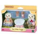 FAMILLE LOUTRE DE MER AVEC POUSSETTE COQUILLAGE - 4 FIGURINES SYLVANIAN FAMILIES