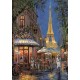 Puzzle cafe tour eiffel la nuit 500 pieces 36x49cm avec poster - clementoni-lilojouets-questembert-muzillac-morbihan