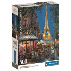 PUZZLE CAFE TOUR EIFFEL LA NUIT 500 PIECES 36X49CM AVEC POSTER - CLEMENTONI-LiloJouets-Questembert-Muzillac-Morbihan