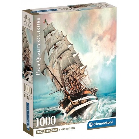 PUZZLE BATEAU AMERIGO VESPUCCI 1000 PIECES 50X70CM AVEC POSTER - CLEMENTONI-LiloJouets-Questembert-Muzillac-Morbihan