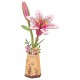 Maquette lys roses - fleurs en bois dans pot - 13x9x25cm 73 pieces - rowood-lilojouets-questembert-muzillac-morbihan