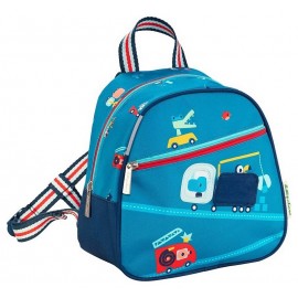 SAC A DOS BLEU EN ROUTE - MATIERE RECYCLEE - LILLIPUTIENS-LiloJouets-Questembert-Muzillac-Morbihan