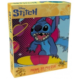 PUZZLE STITCH DISNEY 500 PIECES 61X46CM SURF PLANETE - PRIME 3D PUZZLE-LiloJouets-Questembert-Muzillac-Morbihan