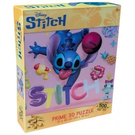 PUZZLE STITCH DISNEY 500 PIECES 61X46CM LA FETE - PRIME 3D PUZZLE-LiloJouets-Questembert-Muzillac-Morbihan