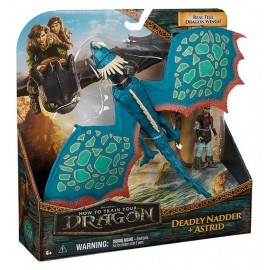 FIGURINE DRAGON TEMPETE 24CM AVEC FIGURINE ASTRID 7CM - LICENCE FILM DRAGONS-LiloJouets-Questembert-Muzillac-Morbihan