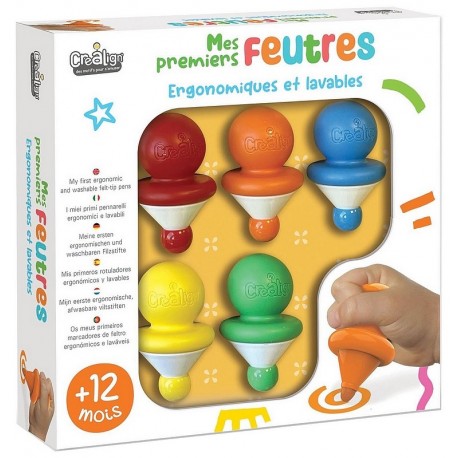 PACK MES PREMIERS FEUTRES ERGONOMIQUES ET LAVABLES 5 PIECES - CREALIGN-3760119714355-Lilojouets-Questembert-Muzillac-Morbihan