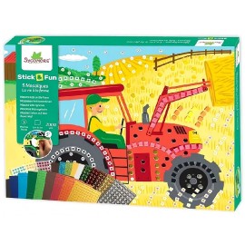 COFFRET MOSAIQUES VIE A LA FERME - 2000 PIECES 5 PLANCHES 34X24CM - STICK&FUN-3517130012416-Lilojouets-Questembert-Muzillac-Morb