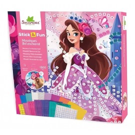 COFFRET MOSAIQUES BAL ENCHANTE - 1500 PIECES 5 PLANCHES 24X24CM - STICK&FUN-3517130014205-Lilojouets-Questembert-Muzillac-Morbih