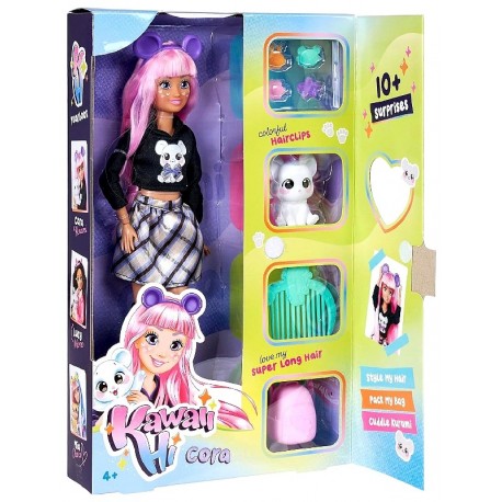POUPEE KAWAII-HI CORA AVEC FIGURINE ET 10 SURPRISES - POUPEE MANNEQUIN SIMBA-4006592097127-Lilojouets-Questembert-Muzillac-Morbi