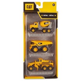 PACK 3 ENGINS DE CHANTIER METAL 10CM BETONNIERE BENNE NIVELEUSE CATERPILLAR-0021664822739-Lilojouets-Questembert-Muzillac-Morbih