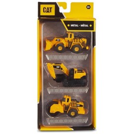 PACK 3 ENGINS DE CHANTIER METAL 10CM CHARGEUR ROULEAU PELLETEUSE CATERPILLAR-0021664822746-Lilojouets-Questembert-Muzillac-Morbi