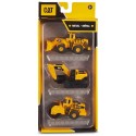 PACK 3 ENGINS DE CHANTIER METAL 10CM CHARGEUR ROULEAU PELLETEUSE CATERPILLAR