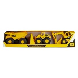 PACK 3 ENGINS CHANTIER 19CM - TRACTOPELLE CAMION PELLETEUSE CATERPILLAR-0021664822845-Lilojouets-Questembert-Muzillac-Morbihan
