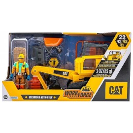 MINI PELLETEUSE 20CM AVEC FIGURINE 10CM ET ACCESSOIRES - CATERPILLAR-0021664834565-Lilojouets-Questembert-Muzillac-Morbihan