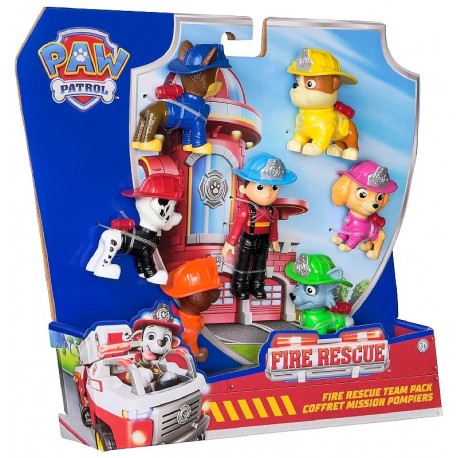 PACK 7 FIGURINES PAT PATROUILLE 6CM - FIRE RESCUE RESCUE PAW PATROL-0681147067691-Lilojouets-Questembert-Muzillac-Morbihan