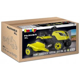 PORTEUR TRACTEUR FARMER XL VERT A PEDALES AVEC REMORQUE - SMOBY-3032167101303-Lilojouets-Questembert-Muzillac-Morbihan
