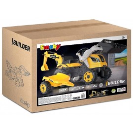 TRACTEUR BUILDER MAX ET REMORQUE JAUNE - SMOBY-3032167103048-Lilojouets-Questembert-Muzillac-Morbihan