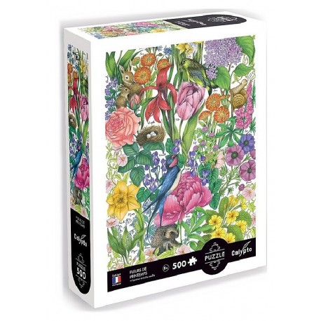 PUZZLE FLEURS DE PRINTEMPS 500 PIECES 48X33CM AVEC POSTER - CALYPTO-3373910073158-Lilojouets-Questembert-Muzillac-Morbihan