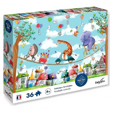 PUZZLE ANIMAUX ACROBATES 36 PIECES 33X23CM AVEC POSTER - CALYPTO-3373910076074-Lilojouets-Questembert-Muzillac-Morbihan