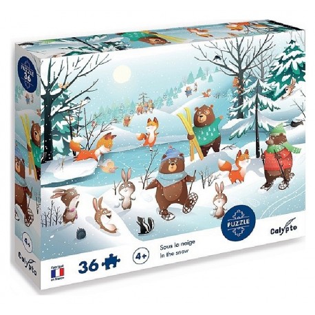 PUZZLE SOUS LA NEIGE 36 PIECES 33X23CM AVEC POSTER - CALYPTO-3373910076081-Lilojouets-Questembert-Muzillac-Morbihan
