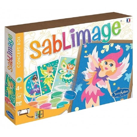 SABLIMAGE FEES CONCEPT'BOX - 4 TABLEAUX 18X25CM - SENTOSPHERE-3373910088145-Lilojouets-Questembert-Muzillac-Morbihan