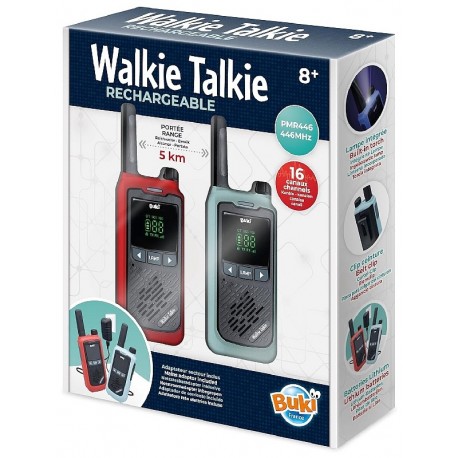 PACK 2 TALKIE WALKIE RECHARGEABLES 16 CANAUX PORTEE 5KM - BUKI-3700802106296-Lilojouets-Questembert-Muzillac-Morbihan