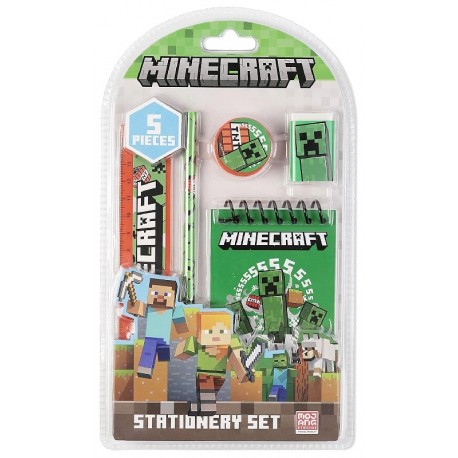 PACK DE PAPETERIE MINECRAFT 5 ACCESSOIRES - MOJANG STUDIOS-8435507884969-Lilojouets-Questembert-Muzillac-Morbihan