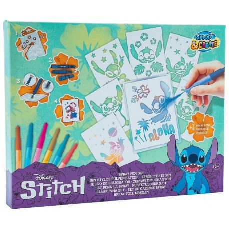 COFFRET STYLOS PULVERISATEURS STITCH 6 POCHOIRS - SPRAY PEN BLOPENS-8719668015739-Lilojouets-Questembert-Muzillac-Morbihan
