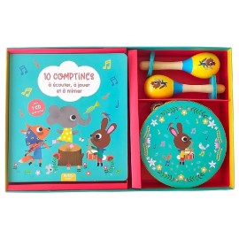 COFFRET MUSICAL LIVRE 10 COMPTINES AVEC INSTRUMENTS DE MUSIQUE - AUZOU-9791039519472-Lilojouets-Questembert-Muzillac-Morbihan