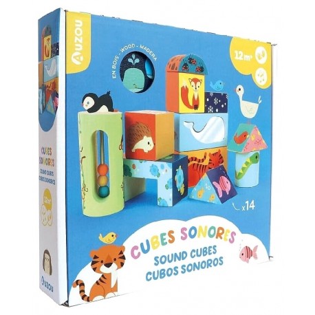 CUBES SONORES EN BOIS - 14 PIECES - AUZOU-9791039534062-Lilojouets-Questembert-Muzillac-Morbihan