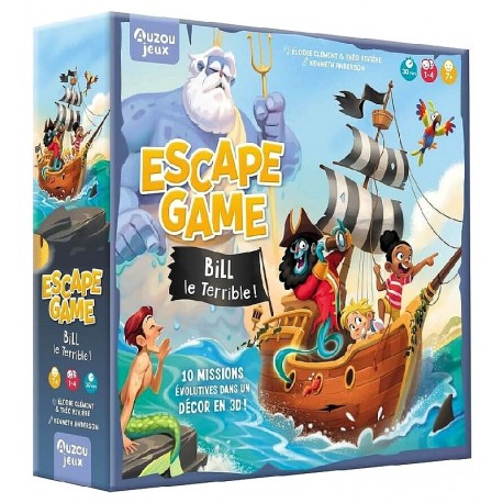 JEU BILL LE TERRIBLE - ESCAPE GAME 10 MISSIONS ET DECOR 3D - AUZOU JEUX-9791039540414-Lilojouets-Questembert-Muzillac-Morbihan
