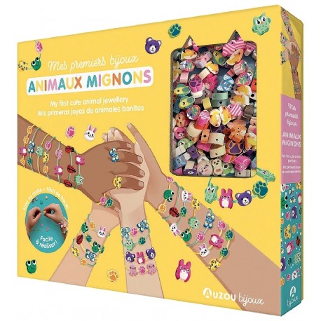 COFFRET MES PREMIERS BIJOUX ANIMAUX MIGNONS - 100 PERLES - AUZOU BIJOUX-9791039563222-Lilojouets-Questembert-Muzillac-Morbihan
