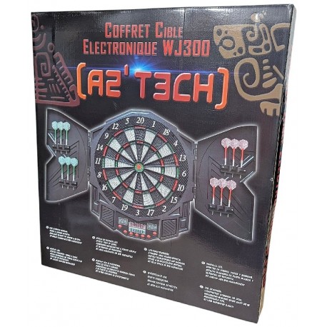 JEU DE FLECHETTES CIBLE ELECTRONIQUE WJ300 - ARMOIRE AVEC PORTES 12 FLECHETTES-3700325031648-Lilojouets-Questembert-Muzillac-Mor