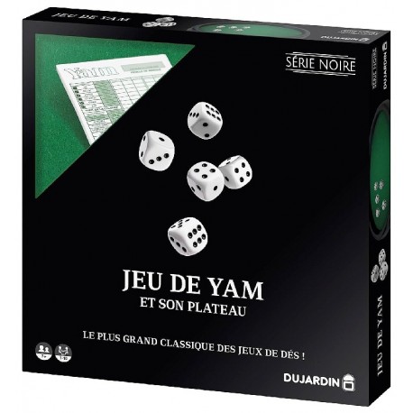 JEU YAM 421 - PLATEAU 26CM 5 DES ET FEUILLES DE SCORE - SERIE NOIRE DUJARDIN-3701656100577-Lilojouets-Questembert-Muzillac-Morbi
