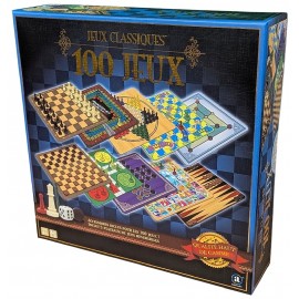 COFFRET 100 JEUX CLASSIQUES - 5 PLATEAUX 25X25CM REVERSIBLES ET ACCESSOIRES